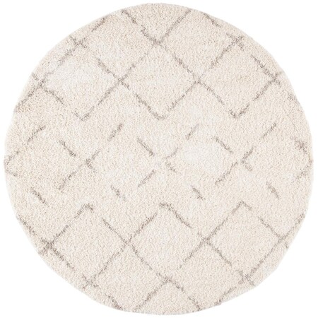 Flowers First 3 x 3 ft. Arizona Shag Global Round Power Loomed Rug; Ivory & Beige FL1881705
